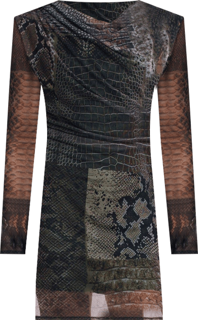 Women's Asymmetric neckline animal print dress