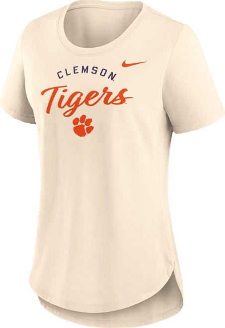 Women's Tan Clemson Tigers Script Logo Tri-Blend T-Shirt