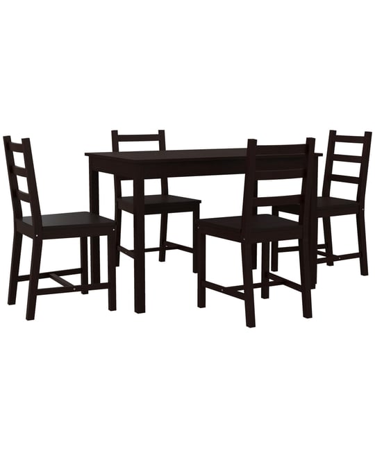 Homcom 5pc Kitchen Dining Set Pine Wood Breakfast Furniture Table Chairs