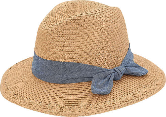 Sun N' Sand Womens Fedora 3in. Brim Straw Hat
