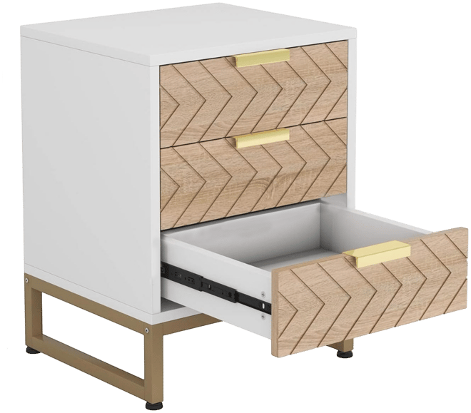 Nightstand Set of 2, Modern 3 Drawers Bedside Table with Unique Zig Zag Design