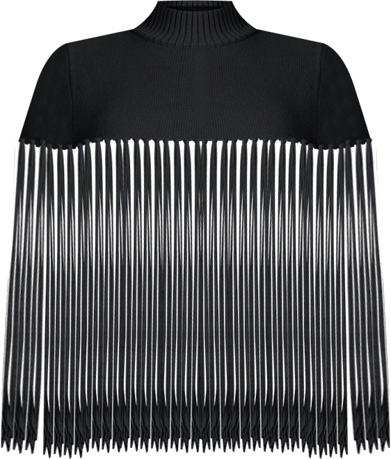 Women's Plus Size Fringe Half Sweater