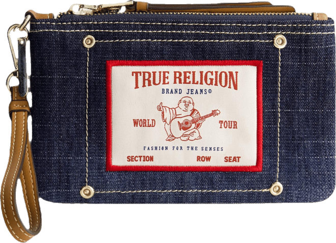 Buddha Patch Denim Wristlet