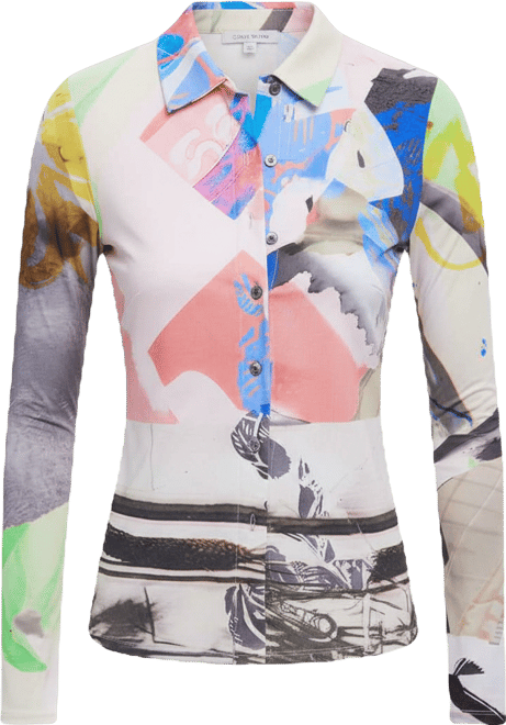 Women's Collage buttoned T-shirt