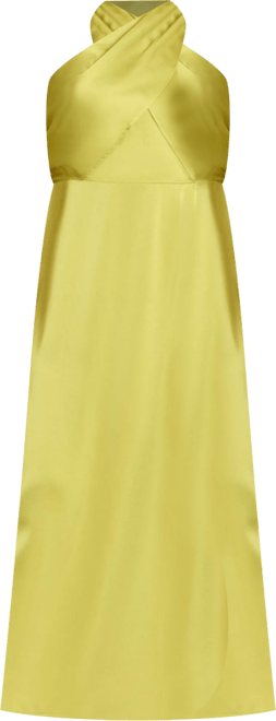 Women's Plus Size Halter Neck Satin Maxi Dress