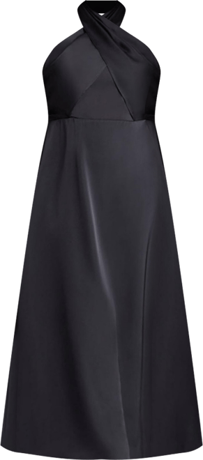 Women's Plus Size Halter Neck Satin Maxi Dress