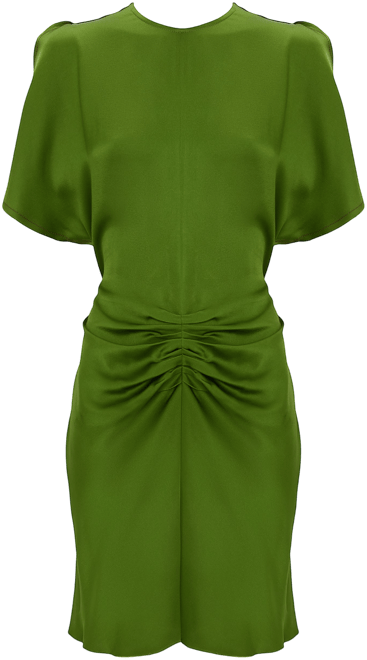Gathered Waist Mini Dress In Algae