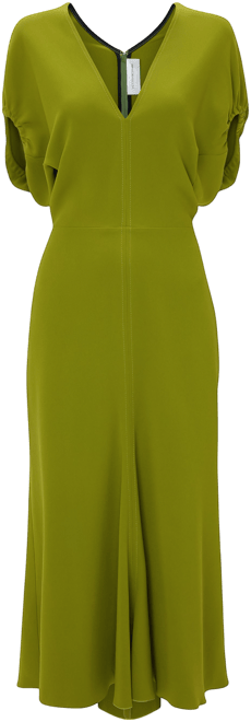 Blouson Detail Midi Dress In Parakeet