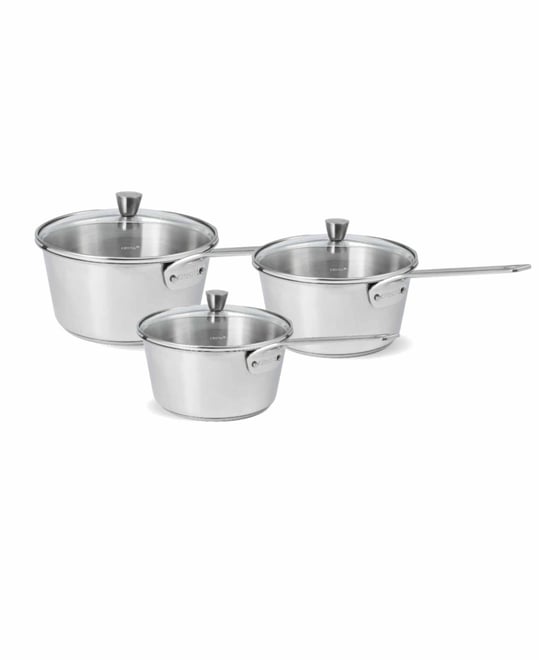 1826 3-Piece Stainless Steel Saucepan Set with Glass Lids