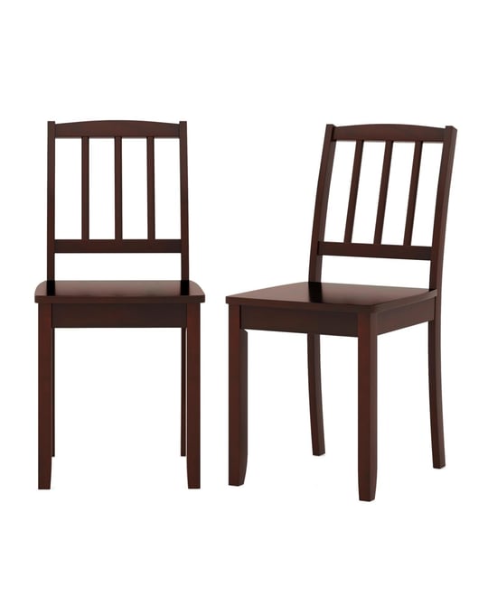 Wood Dining Chair Set of 2 with Rubber Wood Legs