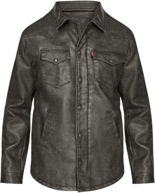 Levi's Men's Full-Zip Faux-Leather Western Shirt Jacket - Macy's
