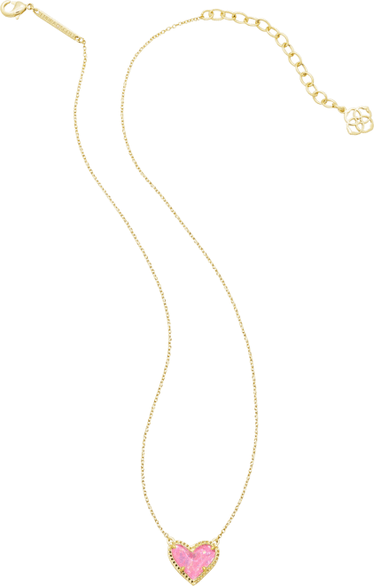 14K Gold Plated and Genuine Stone  Ari Heart Pendant Necklace