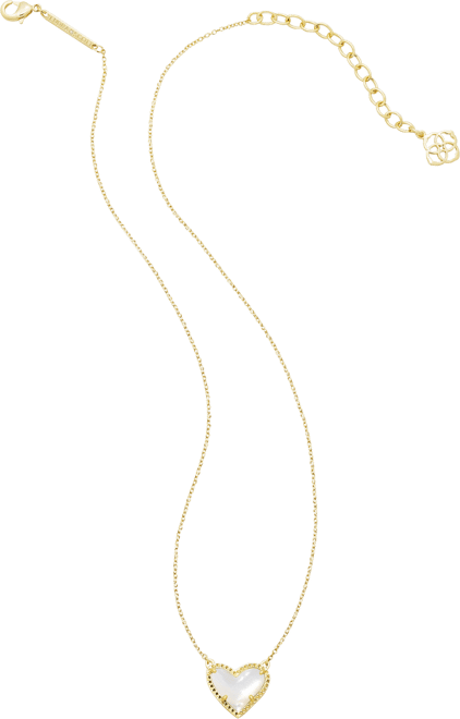 14K Gold Plated and Genuine Stone  Ari Heart Pendant Necklace