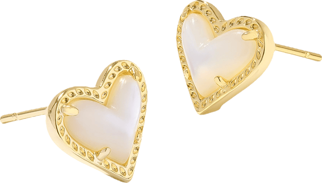 Stone Heart Stud Earrings