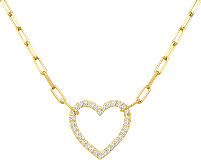 Cubic Zirconia Heart Pendant Necklace, 16" + 2" extender, Exclusively at Macy's