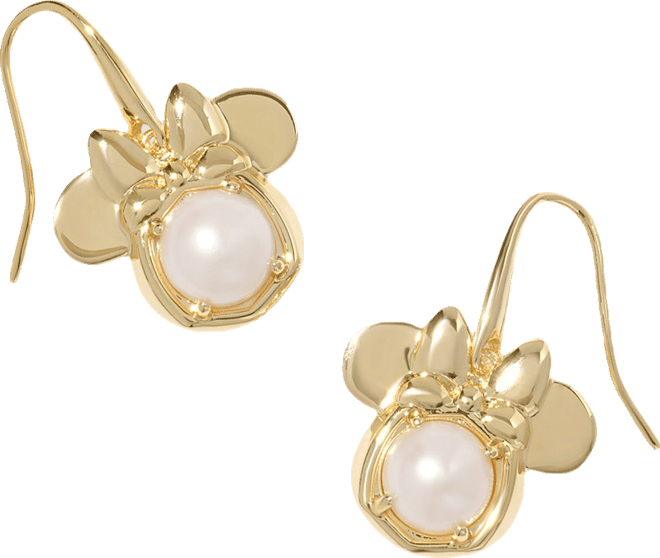 14k Gold-Plated Cultured Freshwater Pearl Minnie Mouse Drop Earrings