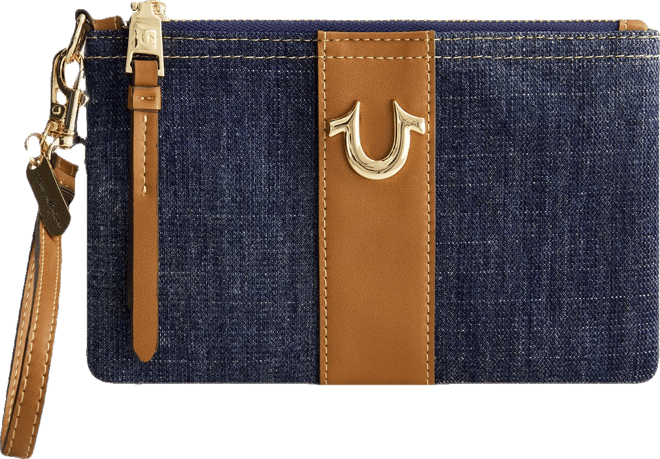Horseshoe Denim Wristlet Pouch