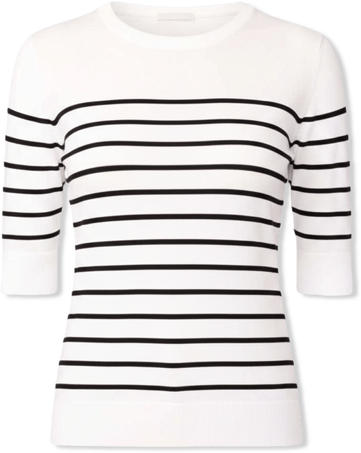 Women's Striped Crew-Neck Elbow-Sleeve Sweater