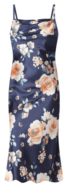 Women's Print Satin Slip Midi Dress