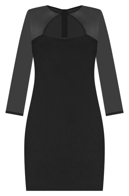 Women's Long Sleeve Mesh Peek a Boo Bandage Dress