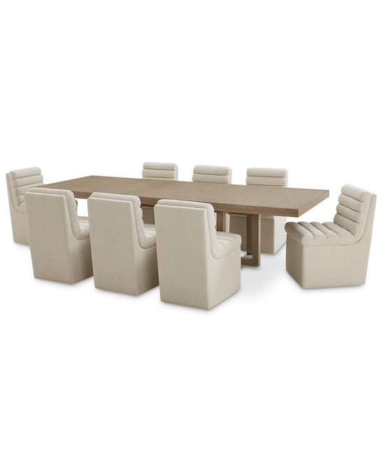 9-Pc. Set (Portmore Rectangular Dining Table & 8 Clave Dining Chairs), Created for Macy's