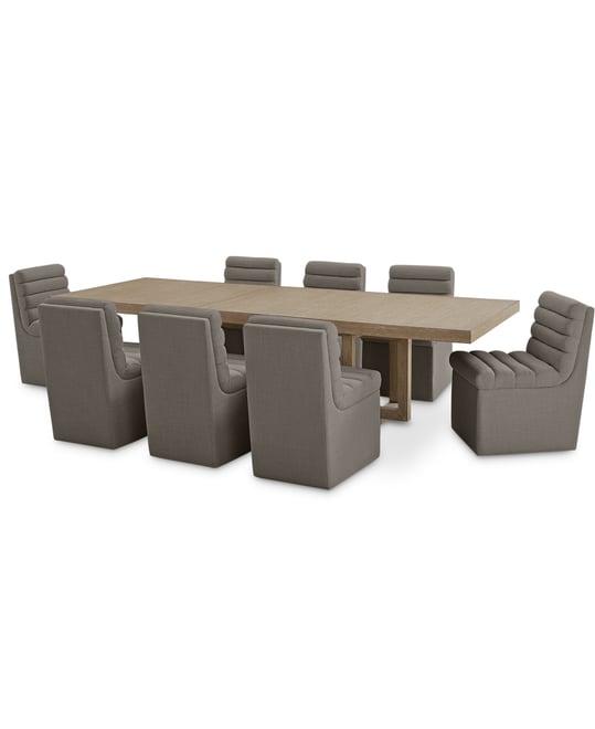 9-Pc. Set (Portmore Rectangular Dining Table & 8 Clave Dining Chairs), Created for Macy's