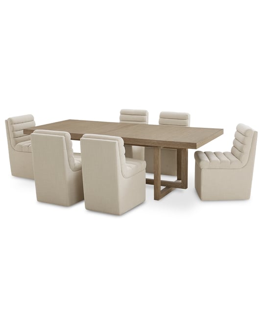 7-Pc. Set (Portmore Rectangular Dining Table & 6 Clave Dining Chairs), Created for Macy's