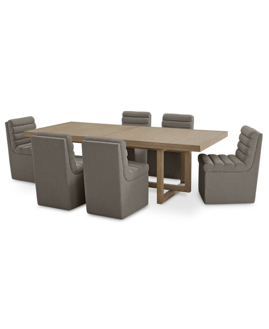 7-Pc. Set (Portmore Rectangular Dining Table & 6 Clave Dining Chairs), Created for Macy's