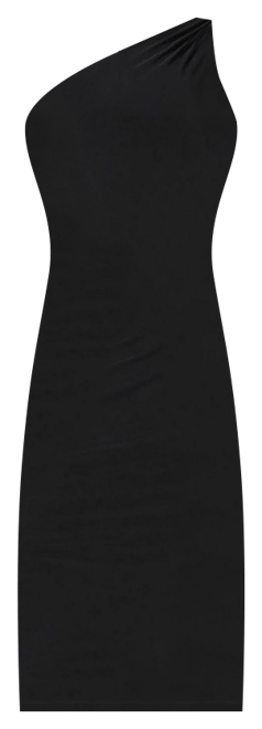 Women's Jersey One Shoulder Midi with Gold Trim