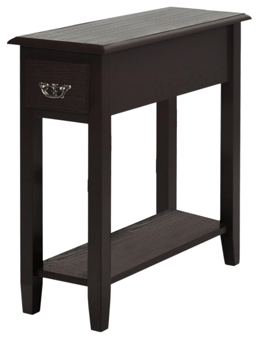 2 Tier End Bedside Sofa Side Table Narrow Nightstand w/Drawer &Shelf