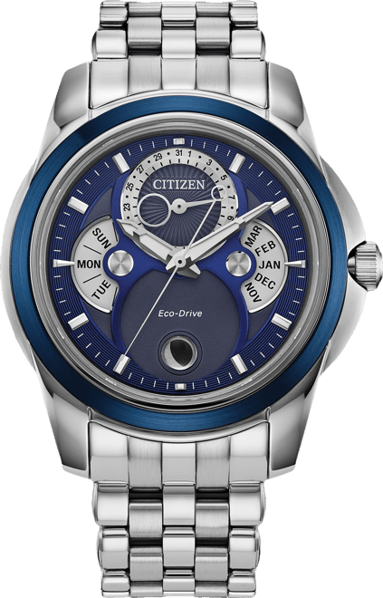 Men's Classic Calendrier Silver-Tone Stainless Steel Bracelet Watch 41.8mm