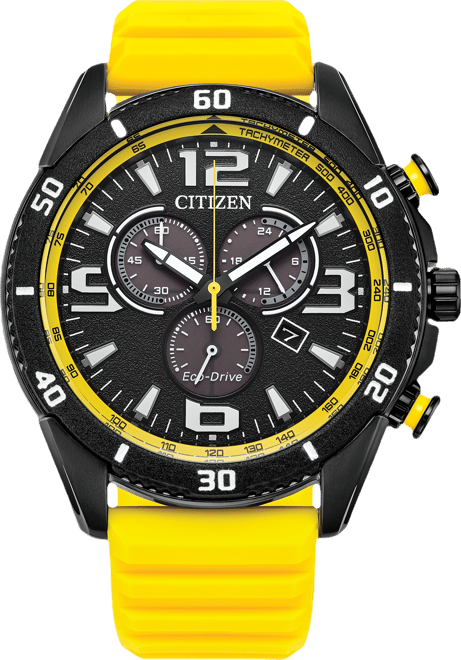 Men's Sport Casual Brycen Yellow Silicone Strap Watch 44.8mm