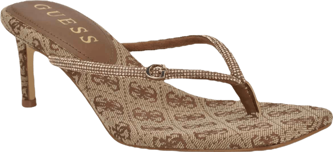 Women's Mayan Rhinestone Thong Kitten Heel Sandals