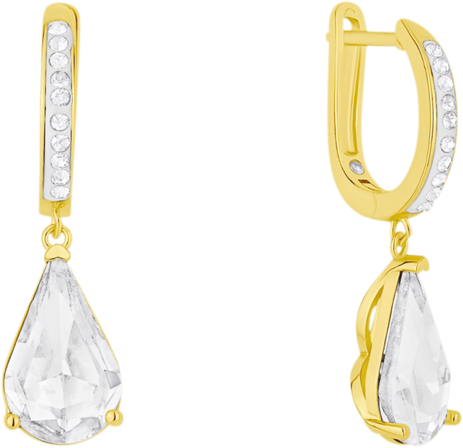 Clear Crystal Drop Hoop Earrings