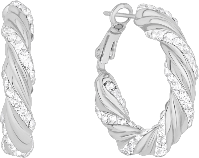 Clear Crystal Twist Hoop Earrings