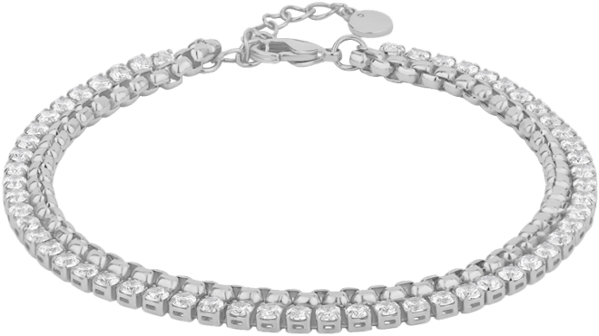 Cubic Zirconia Double Strand Chain Bracelet