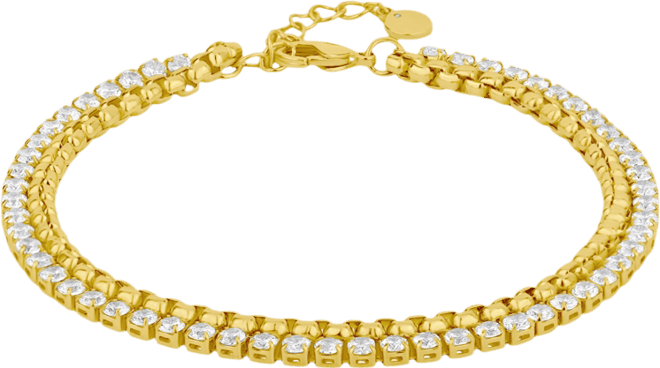 Cubic Zirconia Double Strand Chain Bracelet