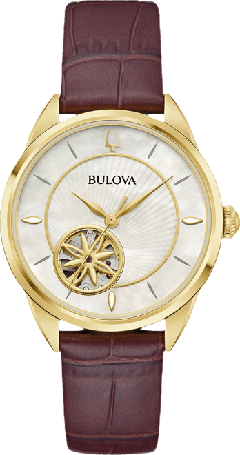 Women's Sutton Automatic Brown Leather Strap Watch 34.5mm