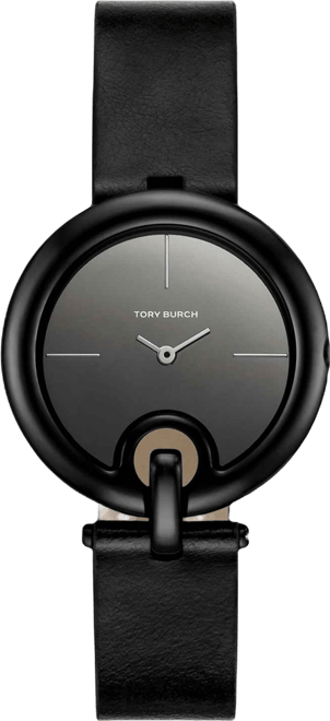 Women's The Pierced Black Leather Strap Watch 36mm