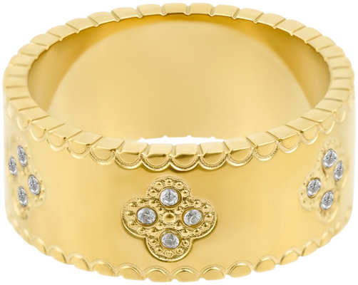 Tarnish Resistant Gold Crystal Clover Band Ring