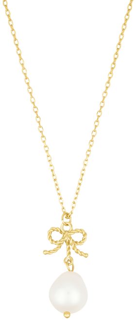 Gold Adjustable Freshwater Cultivated Pearl Bow Necklace