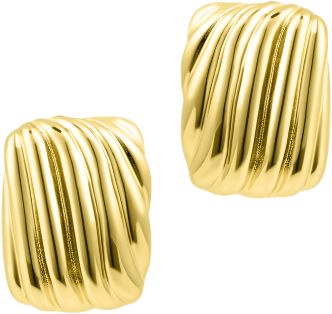Gold Rectangle Wavy Earrings