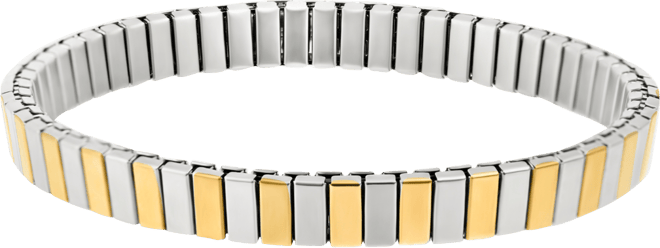 Tarnish Resistant Two-Tone Stretch Bar Bracelet