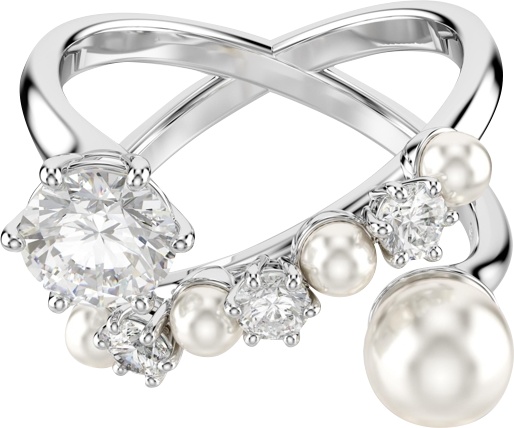 Crystal Cultivated Pearl Round Cut Statement Ring
