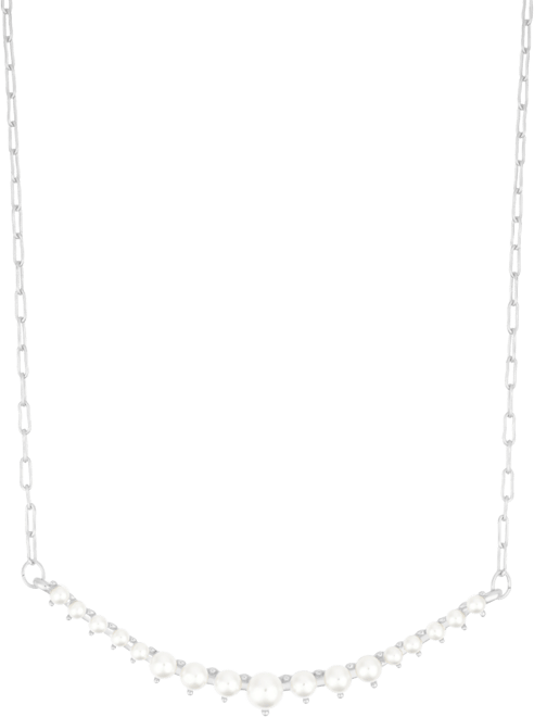 Adjustable Cultivated Pearl Curved Bar Necklace