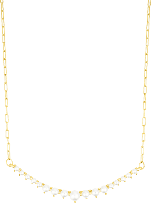 Adjustable Cultivated Pearl Curved Bar Necklace