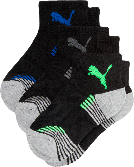 PUMA Big Kids' Half-Terry Quarter Crew Socks (3 Pairs)