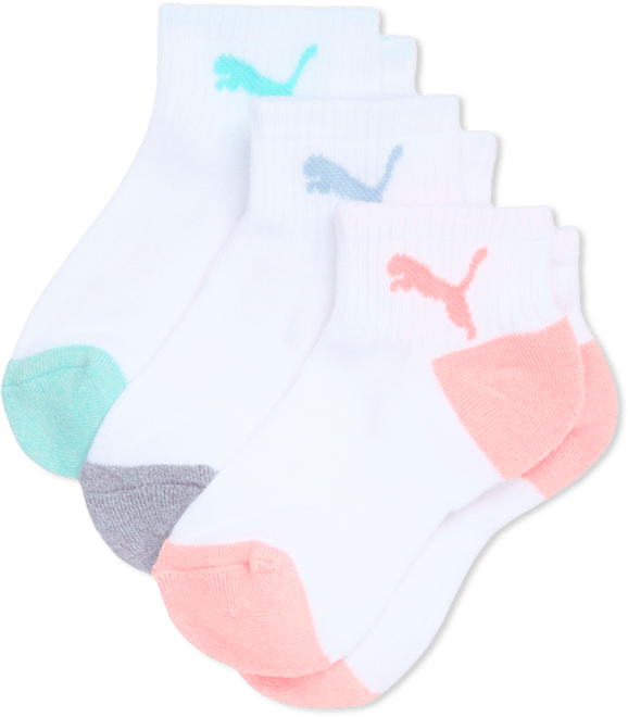 PUMA Big Kids' Half-Terry Quarter Crew Socks (3 Pairs)