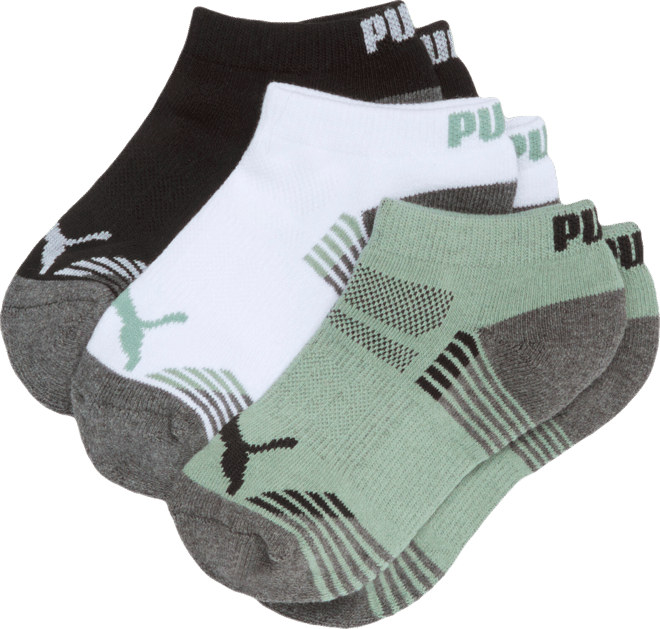 PUMA Big Kids' Half-Terry Low Cut Socks (3 Pairs)
