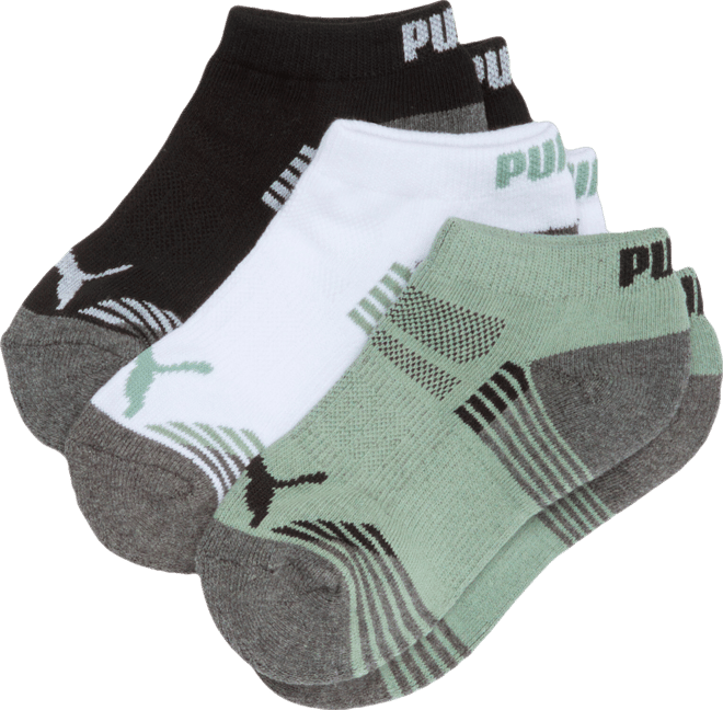 PUMA Big Kids' Half-Terry Low Cut Socks (3 Pairs)